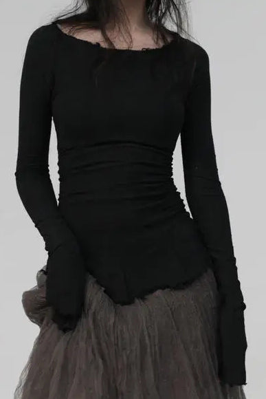 Marc Le Bihan Silk Shrink Classic Long Sleeve Base Top 26900 Series Handmade in France MLB-26900-HEI Black